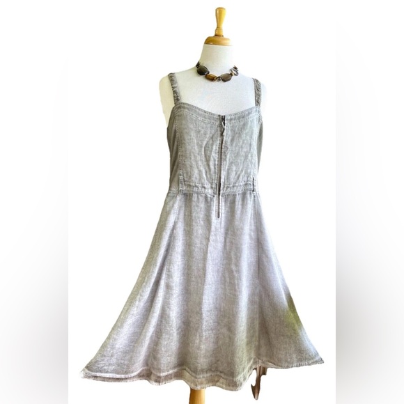 44 L/XL SIMCLAN lk. Inizio Mineral Grey Cotton Fit Flare Sleeveless Midi Dress - Picture 1 of 16